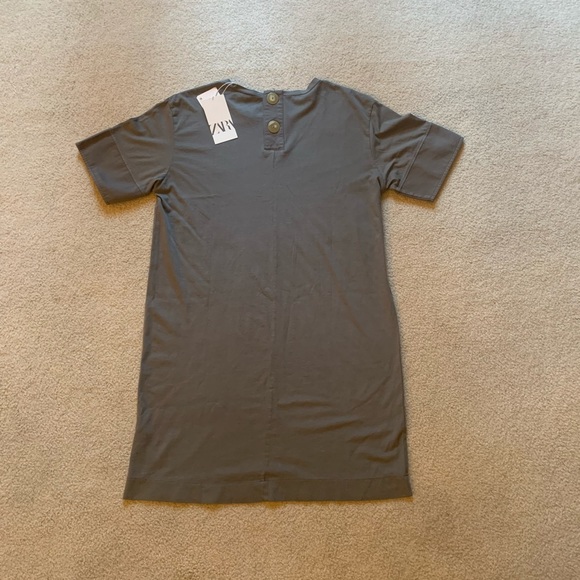 BRAND NEW!! ZARA Charcoal Gray Shirt Dress! - Picture 2 of 4
